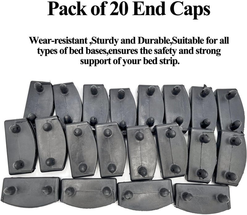 honigo 20pcs 54x9mm Black Replacement Bed Slat Plastic End Caps Holders for Holding Securing Wooden Slats Bed Base,Width 54mm x Height 9 mm (Inside Dimension) - Image 2